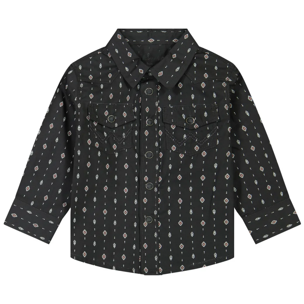 Baby Wrangler Black Print LS Snap Shirt