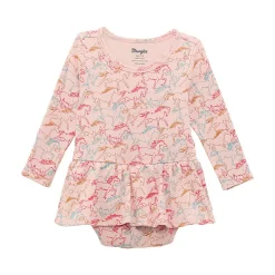 Baby Wrangler Horses Print Skirted Bodysuit