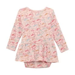 Baby Wrangler Horses Print Skirted Bodysuit
