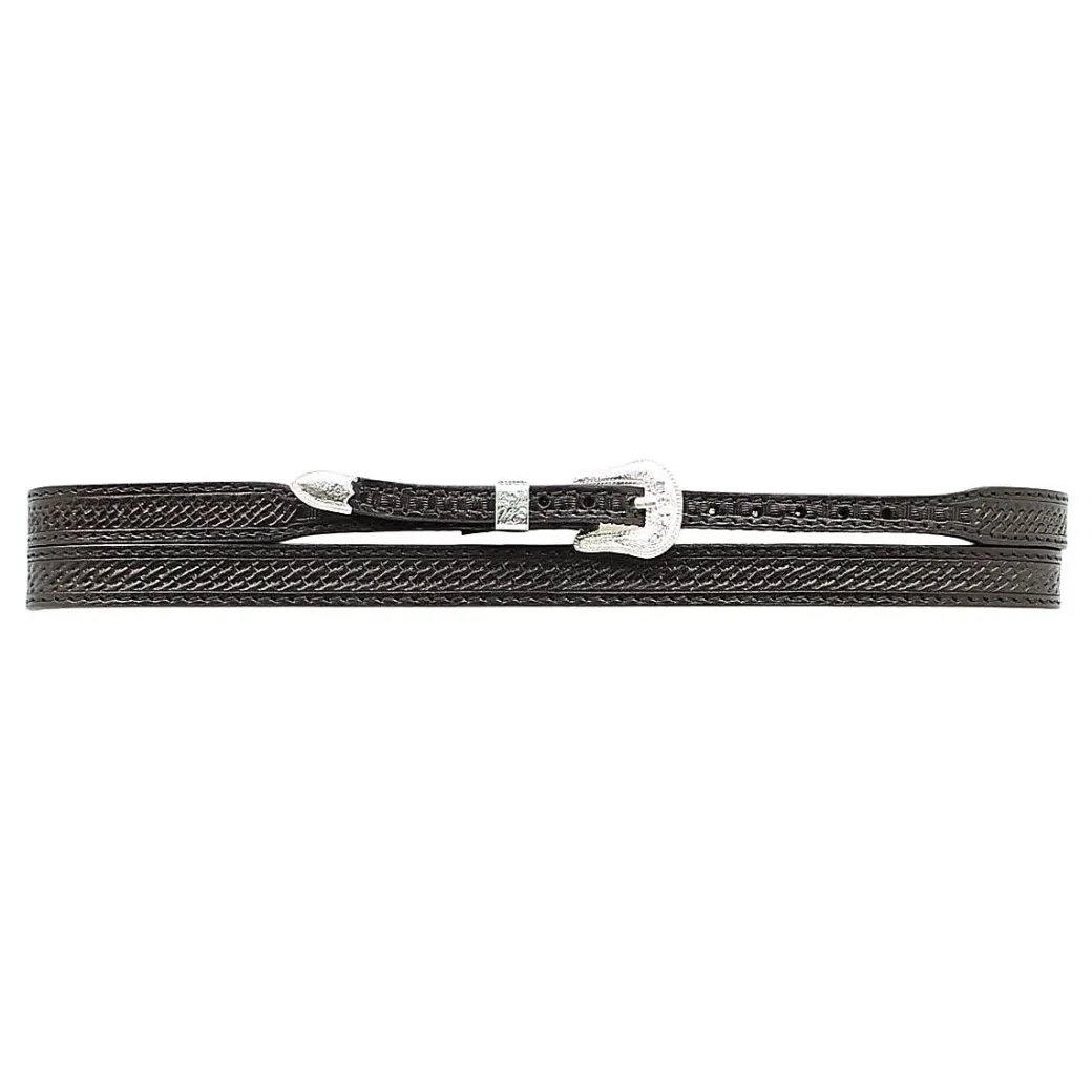Basketweave Black Leather Hatband