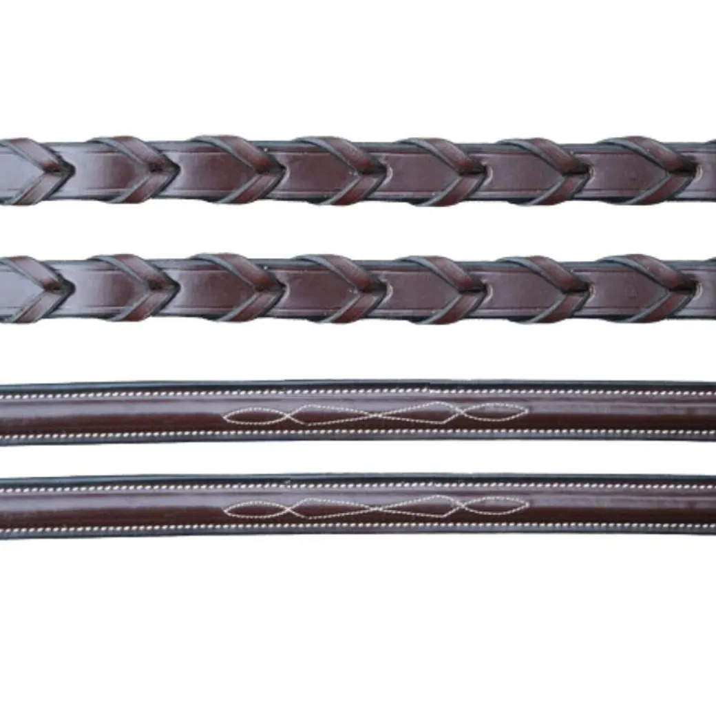 Black Oak Fancy Stitch Laced Reins PONY