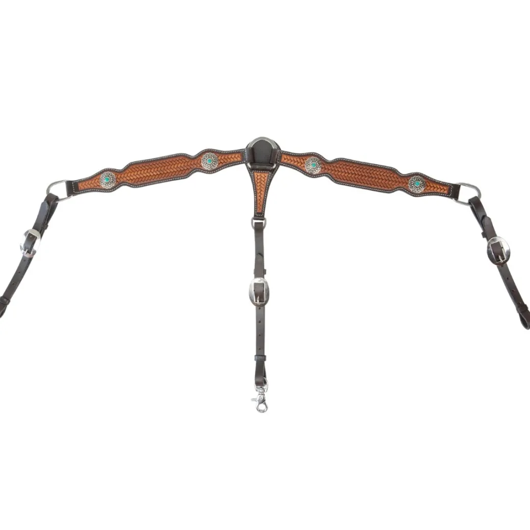BLR Basketweave Turquoise Concho Breast Collar