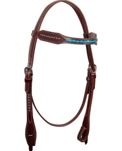 BLR Dots & Turquoise Rawhide Brow Headstall