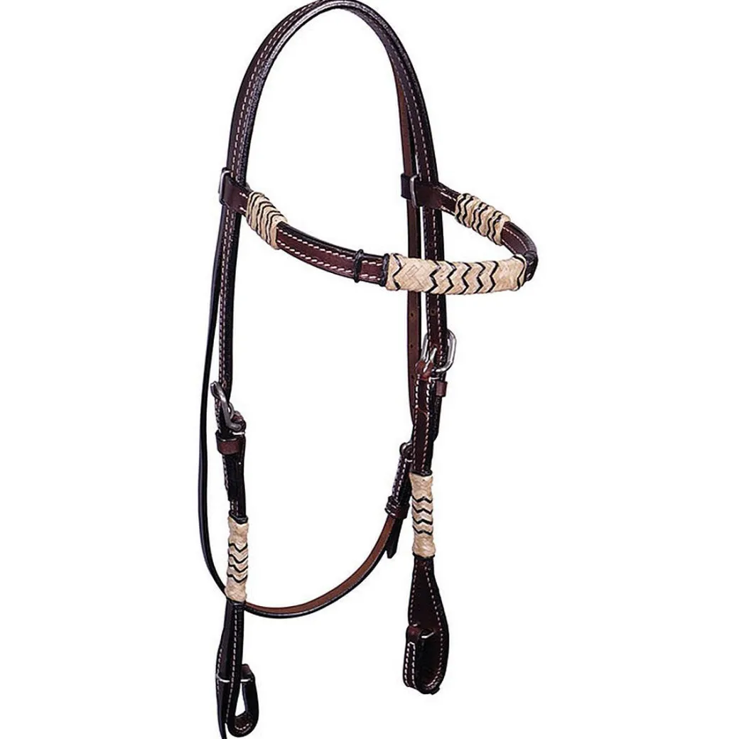 BLR Rawhide + Black Accents Brow Headstall