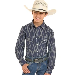 Boys Panhandle Black Print Snap Shirt