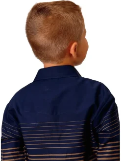 Boys Roper Border Stripe Snap Shirt