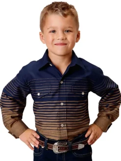 Boys Roper Border Stripe Snap Shirt