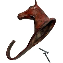Brown Patina Brass Horse Head Hook