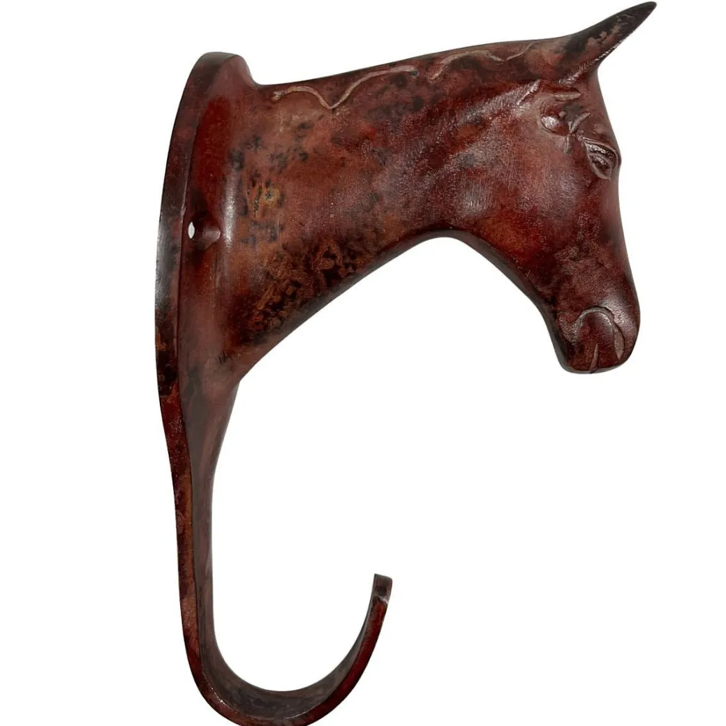 Brown Patina Brass Horse Head Hook