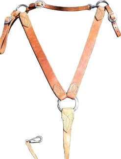 Buckaroo Leather Breast Collar with Engraved Rings