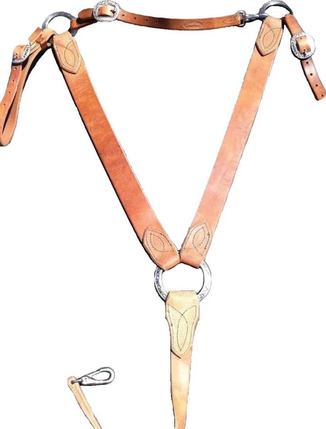 Buckaroo Leather Breast Collar with Engraved Rings