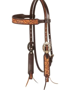 Cashel Two-Tone Floral Brow Headstall