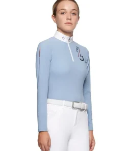 Cavalleria Toscana Girls Team Zip Long Sleeve Polo