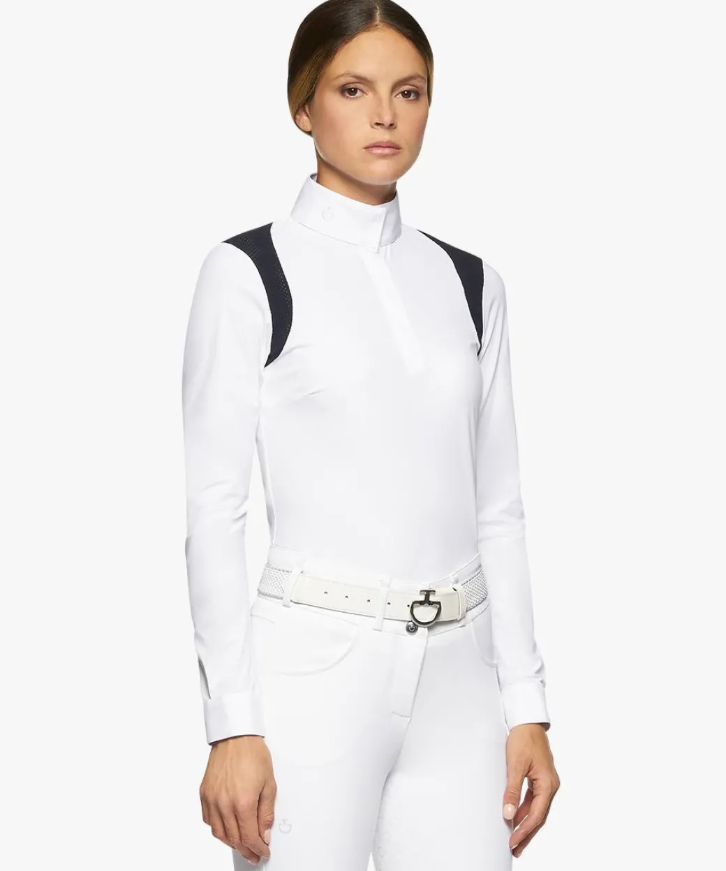 Cavalleria Toscana Perforated Insert Shirt Long Sleeve