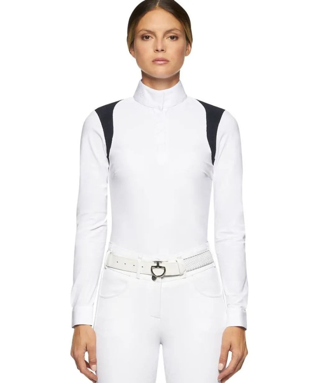 Cavalleria Toscana Perforated Insert Shirt Long Sleeve