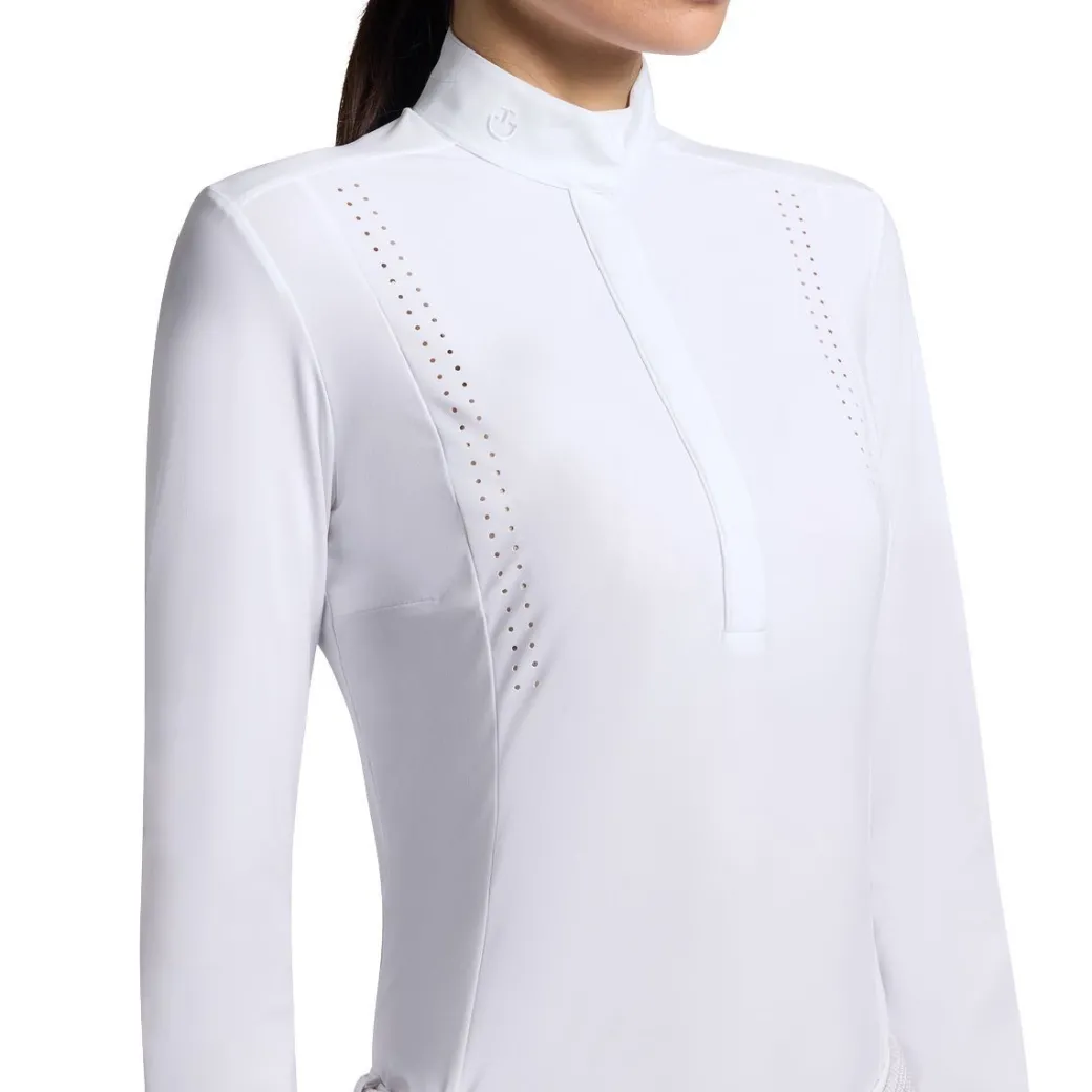 Cavalleria Toscana White Perforated LS Show Shirt