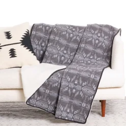 Charcoal Aztec Jacquard Berber Blanket