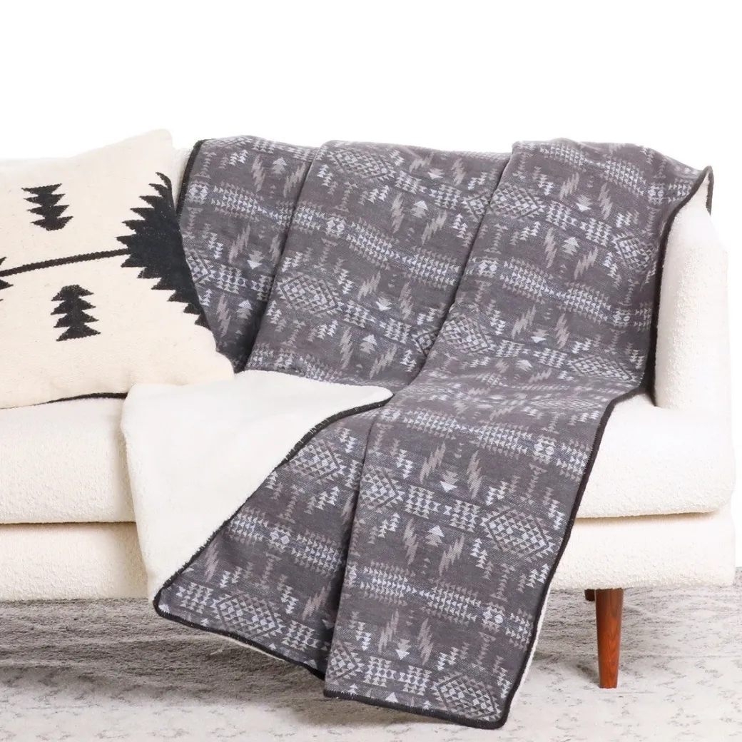 Charcoal Aztec Jacquard Berber Blanket