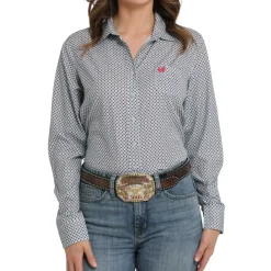 Cinch ArenaFlex Grey Geo Print LS Shirt