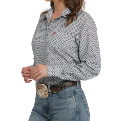 Cinch ArenaFlex Grey Geo Print LS Shirt