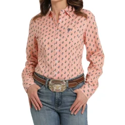 Cinch Gingham Palm Tree LS Shirt
