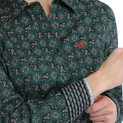 Cinch Green Paisley Stretch Performance Shirt