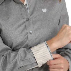 Cinch Grey Paisley Long Sleeve Shirt