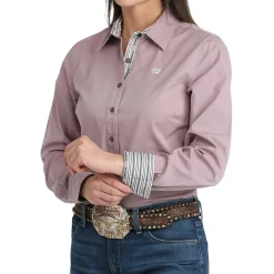 Cinch Lilac Stripe Stretch Performance Shirt