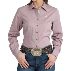 Cinch Lilac Stripe Stretch Performance Shirt