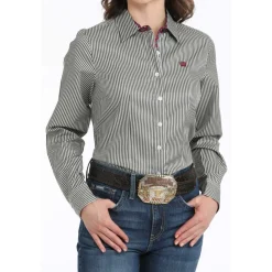 Cinch Tencel Black/White Stripe Long Sleeve Shirt
