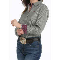 Cinch Tencel Black/White Stripe Long Sleeve Shirt