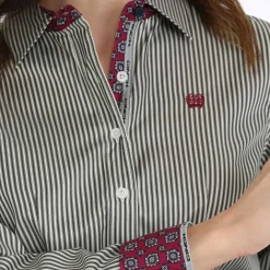 Cinch Tencel Black/White Stripe Long Sleeve Shirt