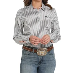 Cinch Tencel Blue/White Stripe LS Shirt