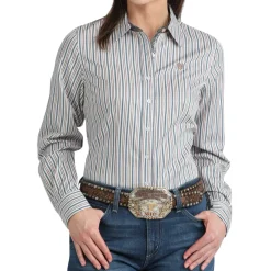 Cinch Tencel Indigo/Peach Stripe Shirt