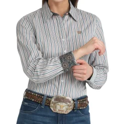Cinch Tencel Indigo/Peach Stripe Shirt
