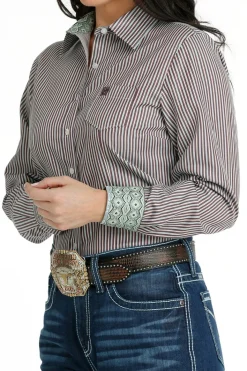 Cinch Tencel Plum Multi Stripe Shirt