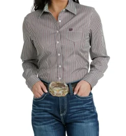 Cinch Tencel Plum Multi Stripe Shirt