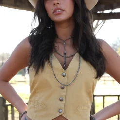 Cruel Denim Cotton Twill Cropped Vest