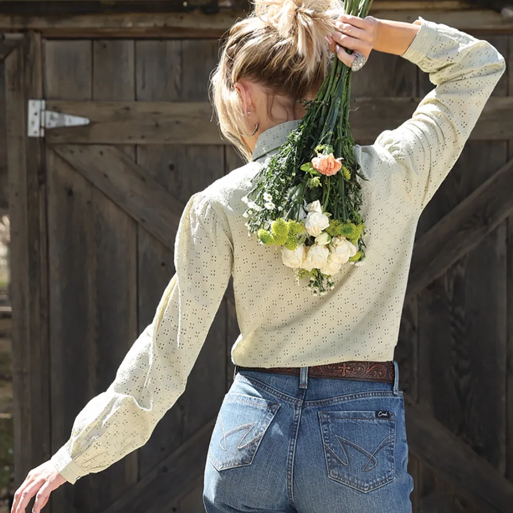 Cruel Denim Mint Eyelet Snap Shirt