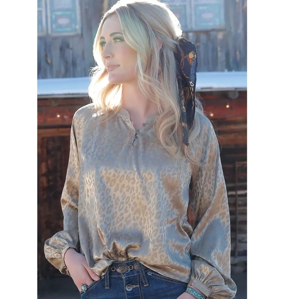 Cruel Denim Satin Jacquard Blouse