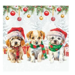 Cute Christmas Puppies Paper Napkins