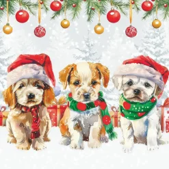 Cute Christmas Puppies Paper Napkins