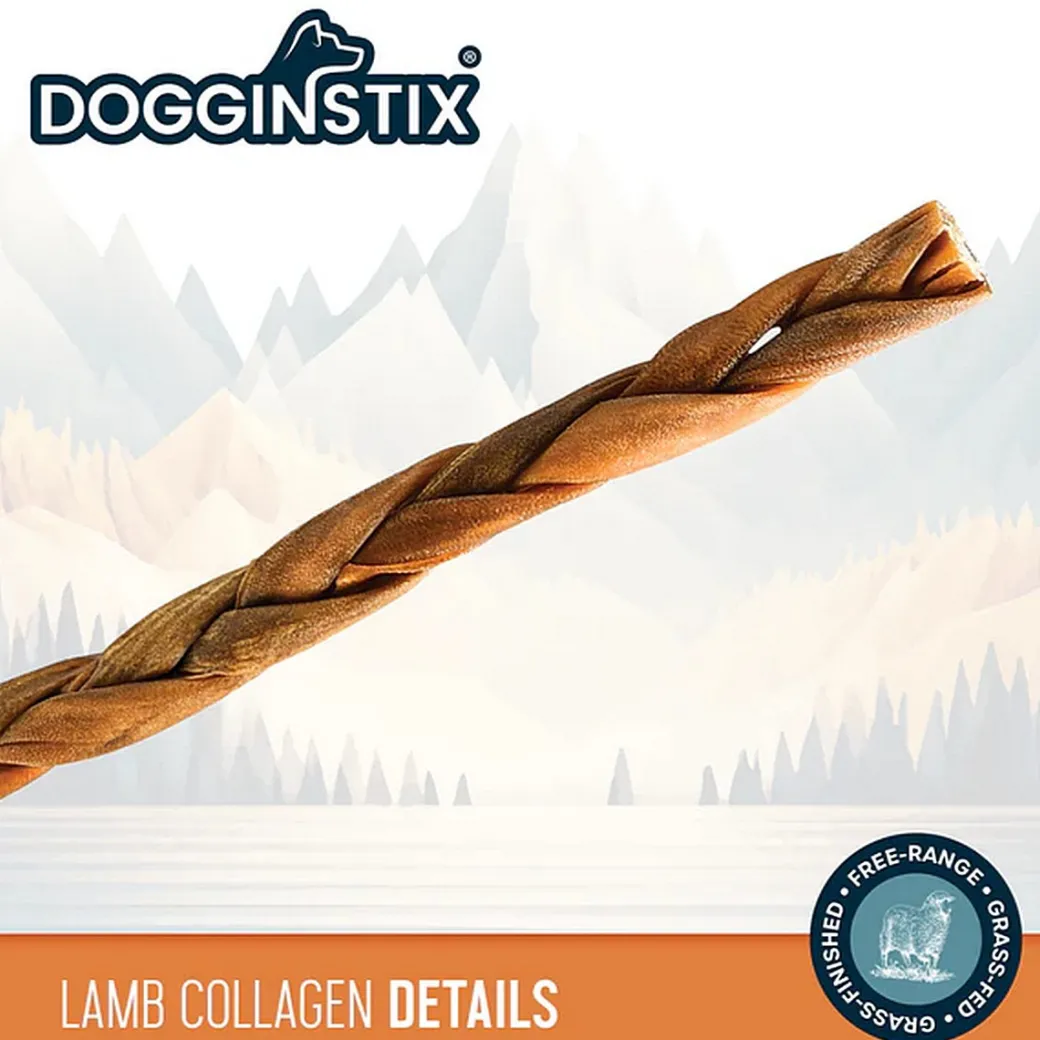 Dogginstix Braided Lamb Collagen 6" | 5 Pieces