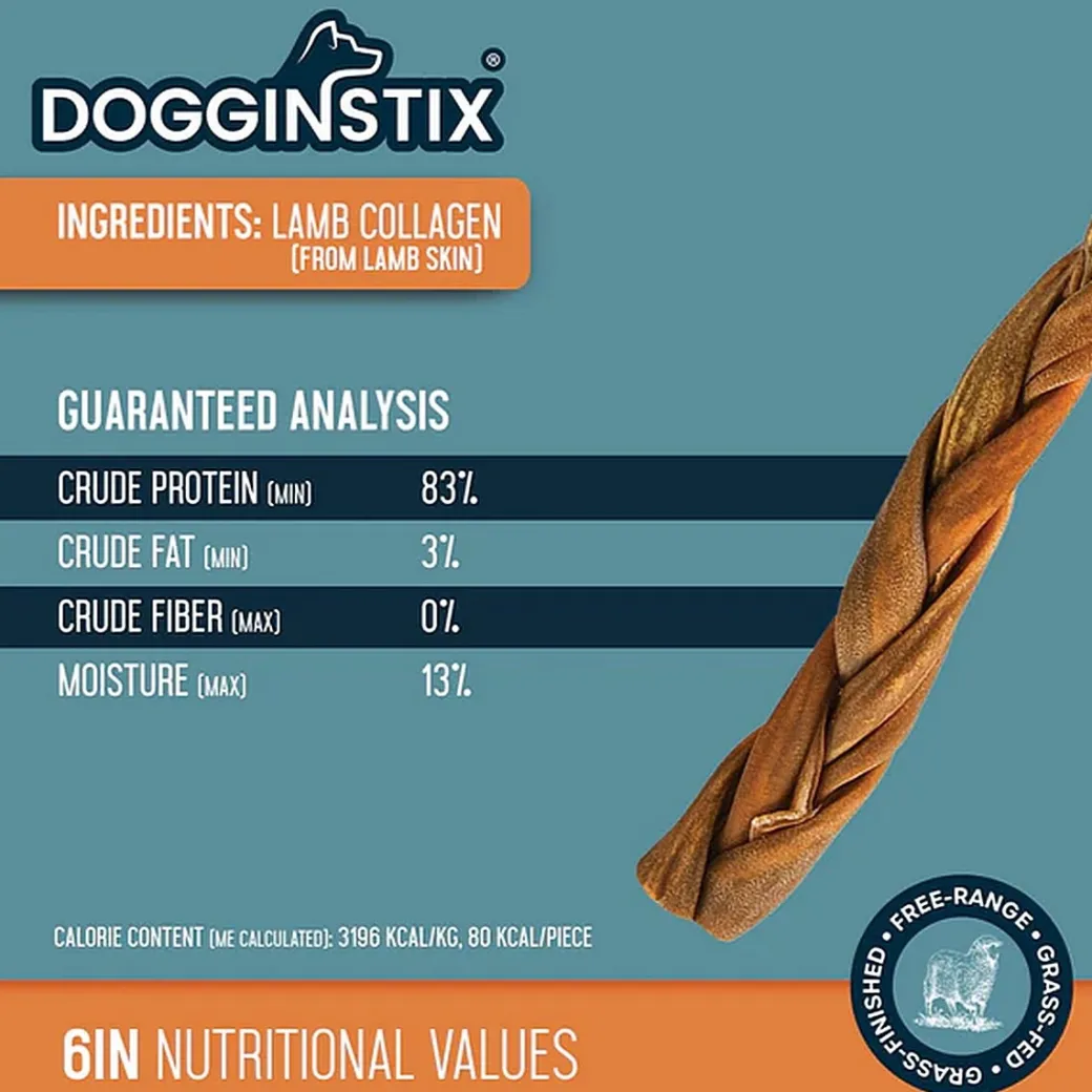 Dogginstix Braided Lamb Collagen 6" | 5 Pieces
