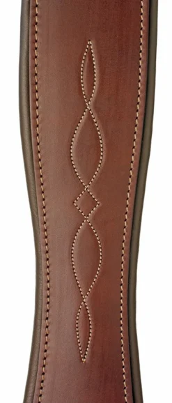 Edgewood Fancy Stitch Leather Overlay Girth with Double End Elastic