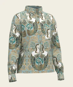 Espoir Mermaid Horses Loose Fit Button Shirt