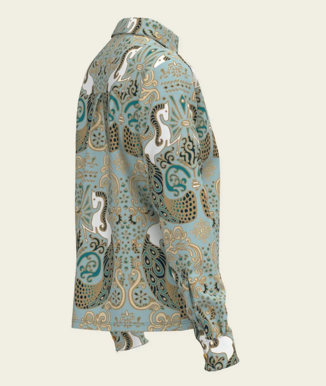 Espoir Mermaid Horses Loose Fit Button Shirt