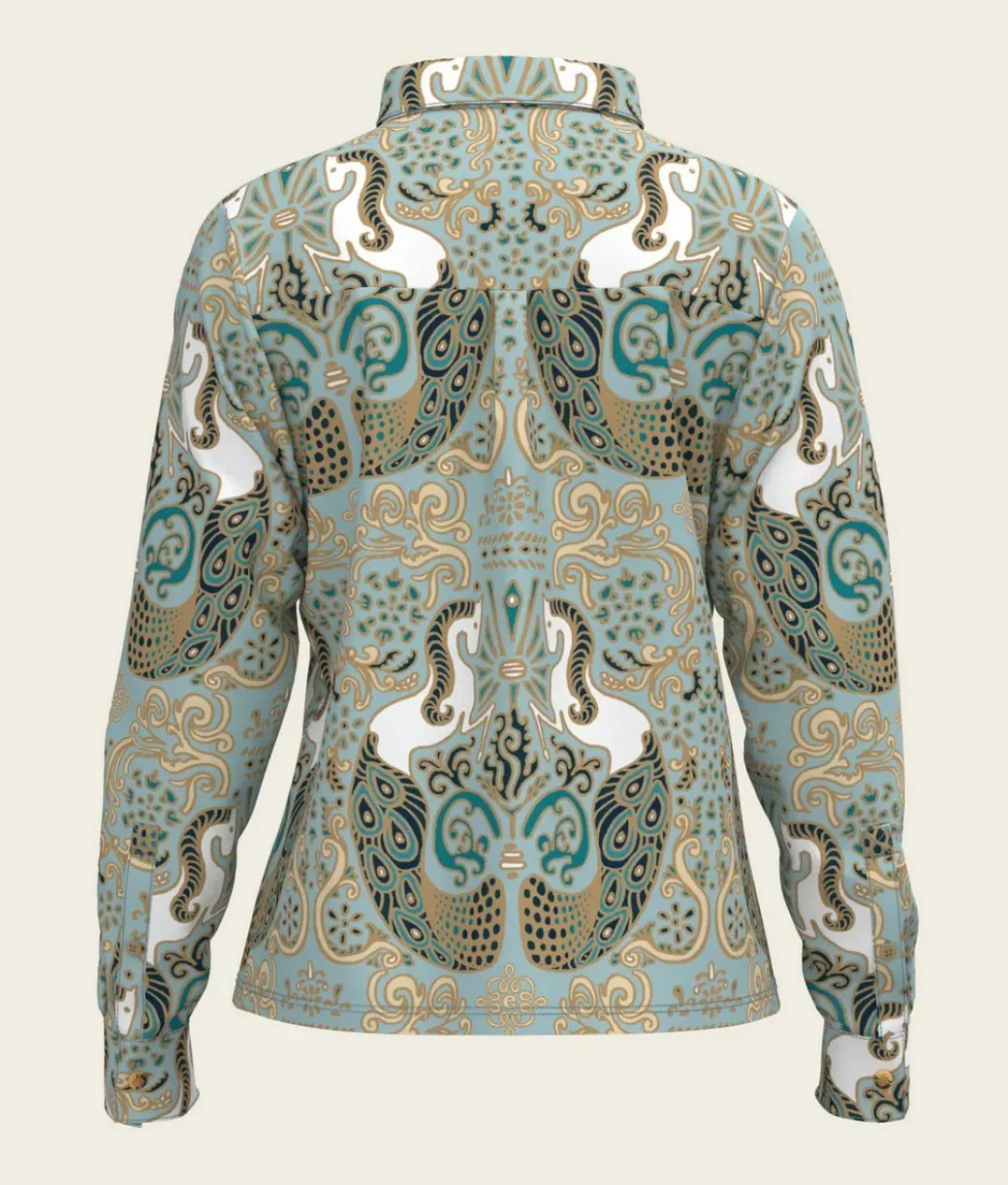 Espoir Mermaid Horses Loose Fit Button Shirt