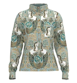 Espoir Mermaid Horses Loose Fit Button Shirt