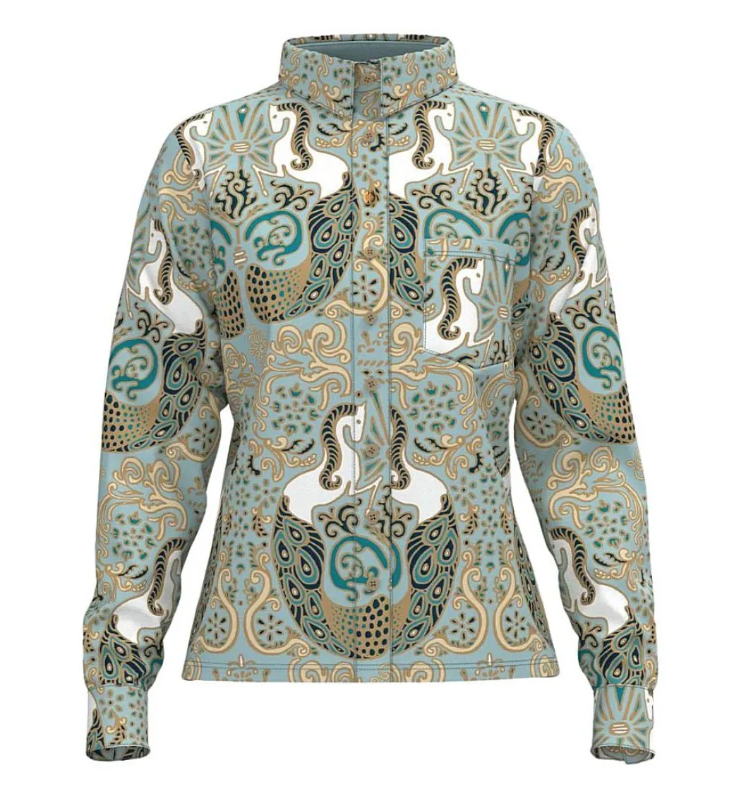 Espoir Mermaid Horses Loose Fit Button Shirt